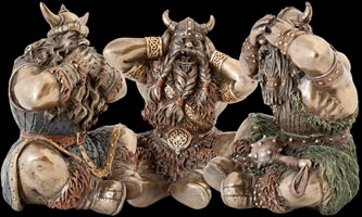 Figurer af de tre kloge vikinger – se, høre og tie stille